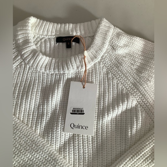 Quince Ivory Organic Cotton Fisherman Crew Sweater Small NWT - Picture 7 of 9